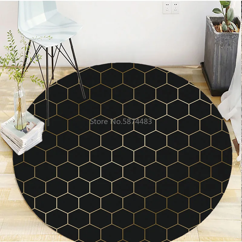 Геометрический напольный ковер скандинавский круглый коврик с принтом