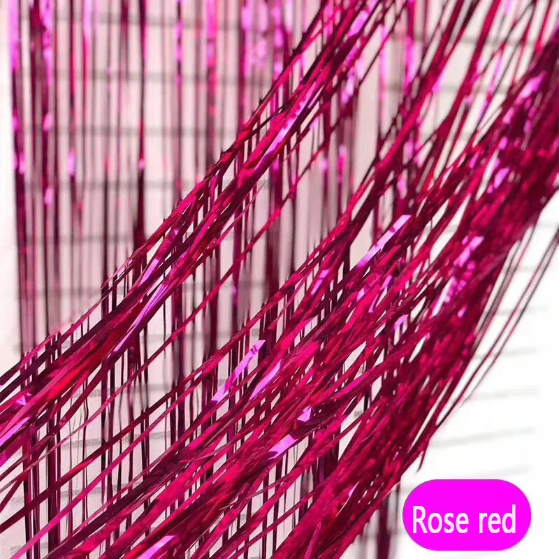 rose Red 2/3M, золотые, серебряные, металлические блестки из фольги, бахрома, занавес, украшение на день рождения, вечеринку, свадьбу, фотография, фон, Рождественское украшение - Цвет: rose Red