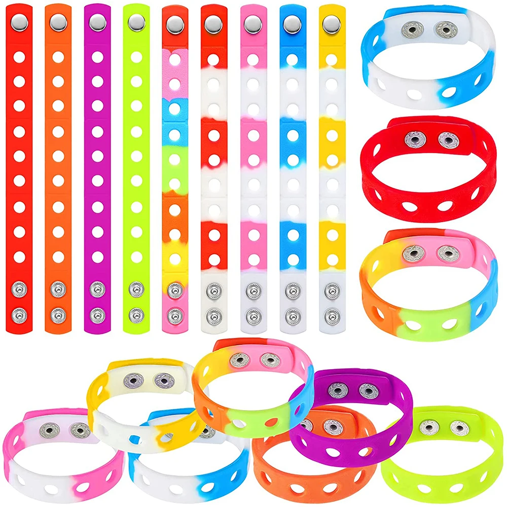 

7 Inch Wristbands Silicone Bracelets for Party Gifts and Shoe Charms Multicolor Silicone Bracelet For Women Rubber Wristband