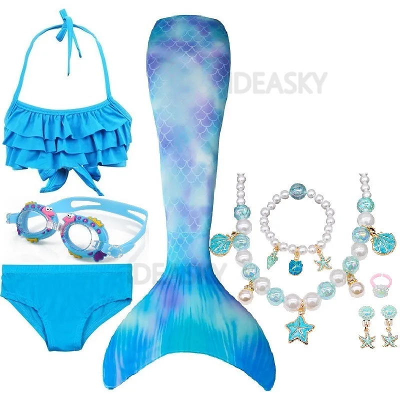 Купальный костюм для девочек с радужным хвостом Русалочки комплект косплея