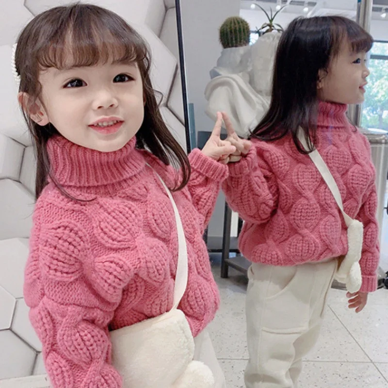 

Knitting Autumn Spring Winter Sweater Baby Girls Kids Children's Warm Plus Velvet Thicken Top Princess Mink Down High Quality