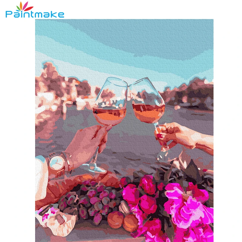 

Paintmake Romantic DIY Paint By Numbers Drink Oil Painting On Canvas Home decor Art Picture Hand-painted For kids Adult