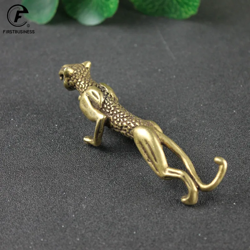 Античная бронзовая крепкая статуя Panthera Pardus винтажная медная леопардовая