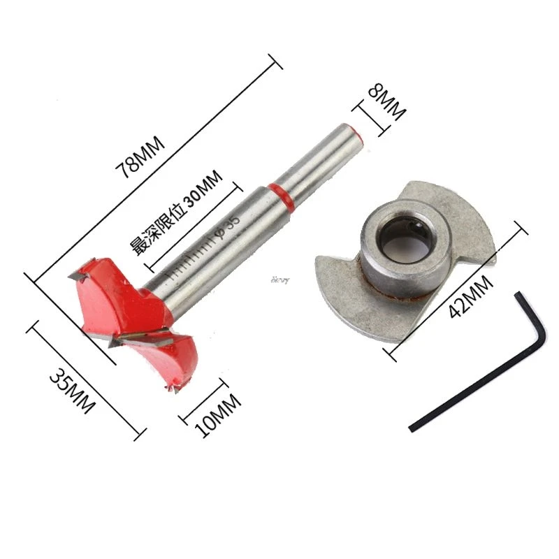 

35mm Hinge Hole Drilling Guide Locator Boring Jig Concealed Drill Bit Furniture