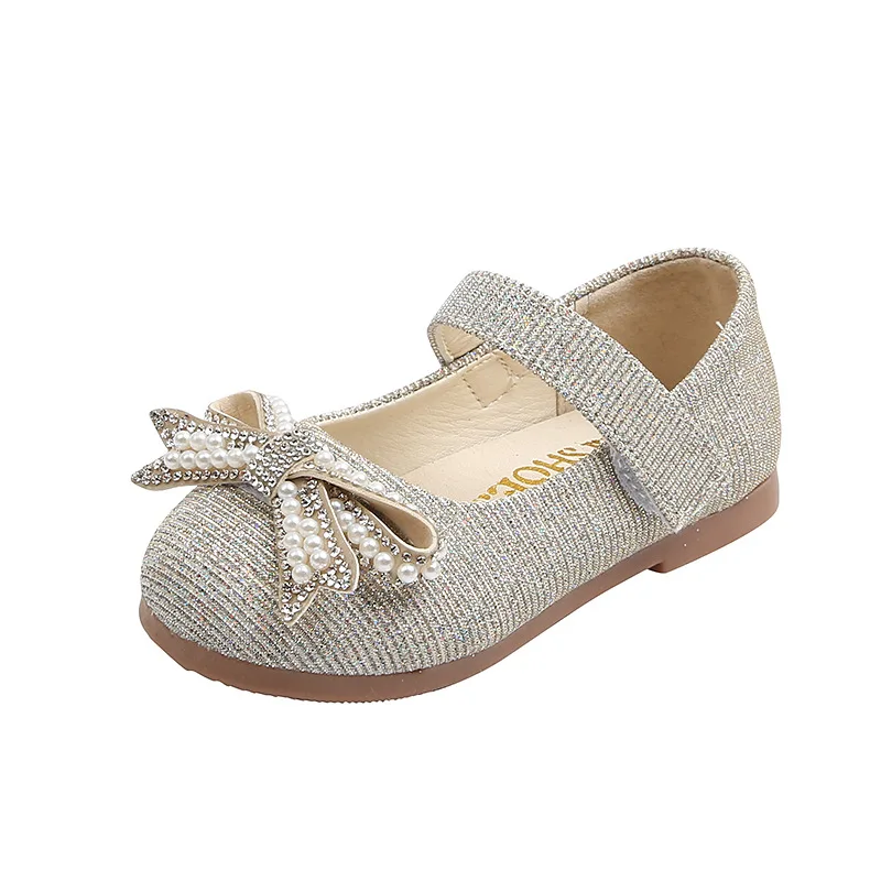 

Детские туфли принцессы, мягкая подошва, модные лоферы с бантом, на липучке, плоская подошва, Повседневная дышащая обувь для маленьких девоч...