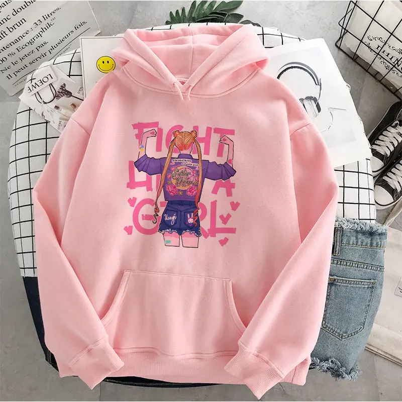 

Sailor Moon Anime Oversize Hoodie Harajuku Kawaii Pink Hooded Streetwear Sweatshirt Women Long Sleeve Winter Casual Clothes