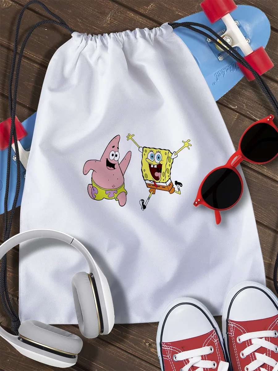 Сумка для замены обуви Спонж Боб (мультфильм губка СпонжБоб Квадратные Штаны) - 20154 сменная сумка для обуви, рюкзак, сумка для набора.