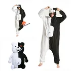 Аниме Danganronpa Косплей Монокума костюм черный, белый цвет с рисунком из мультфильма Медведь; Пижамный комплект, одежда для сна, милая игрушка теплый халат осень-зима