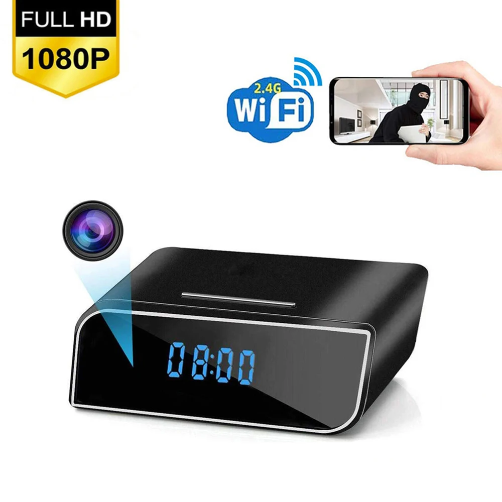 1080P Мини Камера Wi Fi чип Hisilicon Беспроводной няня часы будильник с Ночное видение и