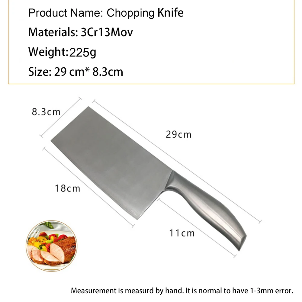 

3Cr13 Stainless Steel Chopping Kitchen Knife Chinese Chop Bone Butcher Knife Seamless Welding Stainless Steel Cleaver Cook Tools