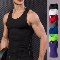 men compression base layer sleeveless vest tank top quick drying high elasticity sports gym under shirt mens running sport ves