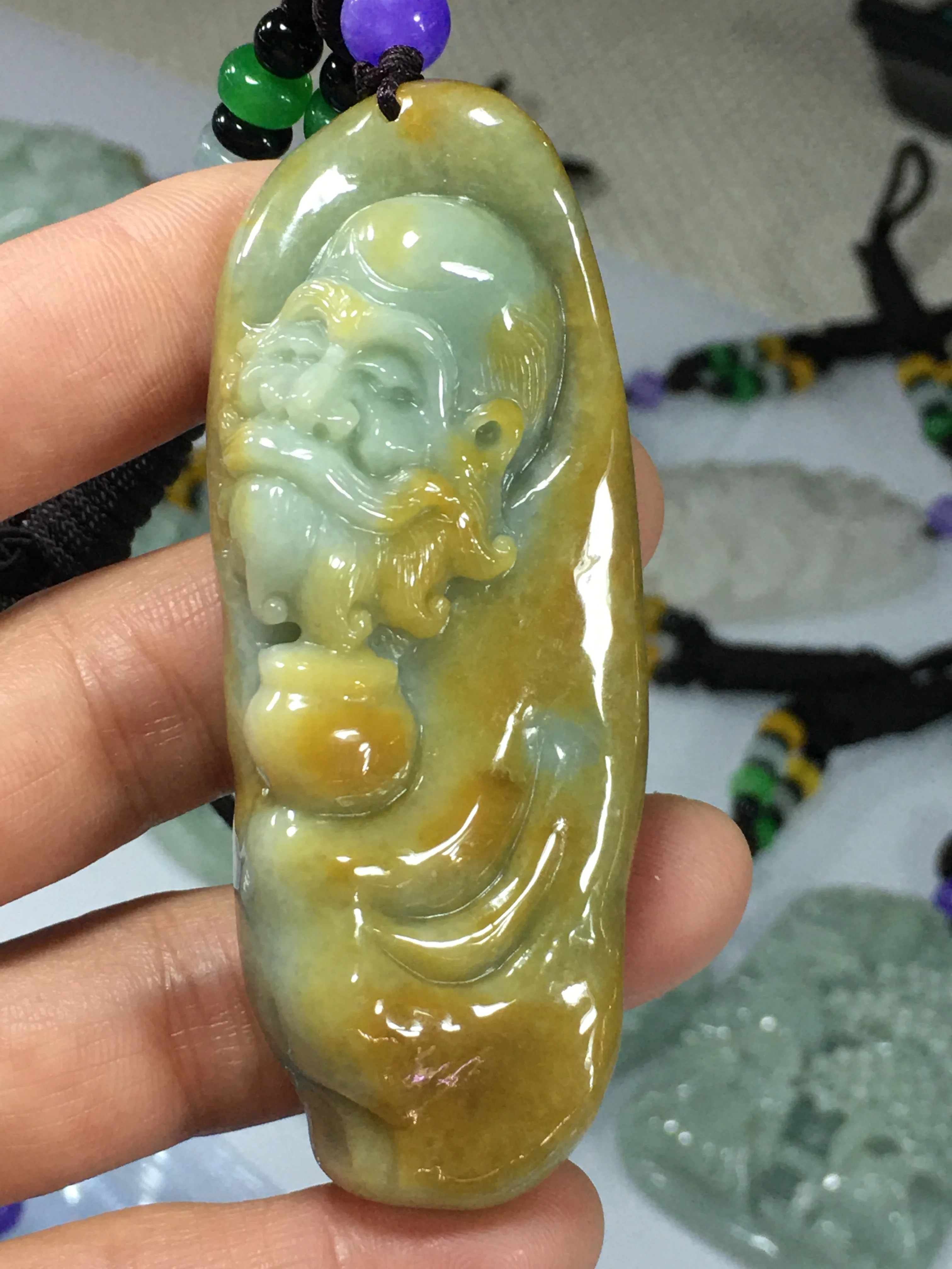 

Natural Myanmar jade A HandCarved Buddha jadeite jade green jade pendant jade necklace pendants jewelry necklaces