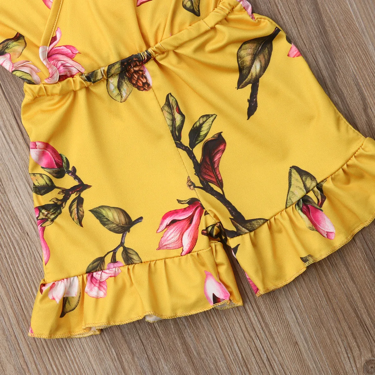 

2021 Summer Children Toddler Baby Girl Clothes Floral Romper Sleeveless V-neck Ruffle Jumpsuit Outfit For 1-6 Years