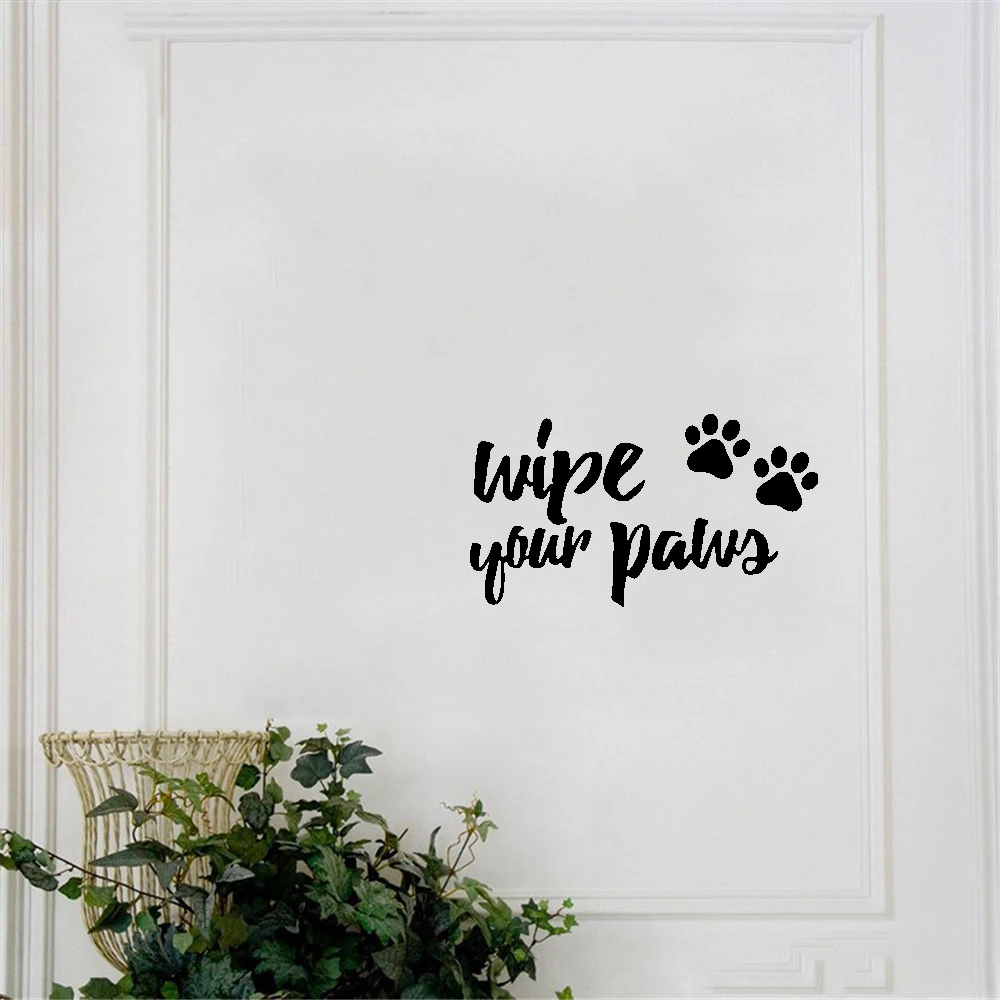 

Wipe Your Paws Front Door Greeting Wall Stickers House Home Decoration Door Decal Home Decoration Vinyl Decals ov534