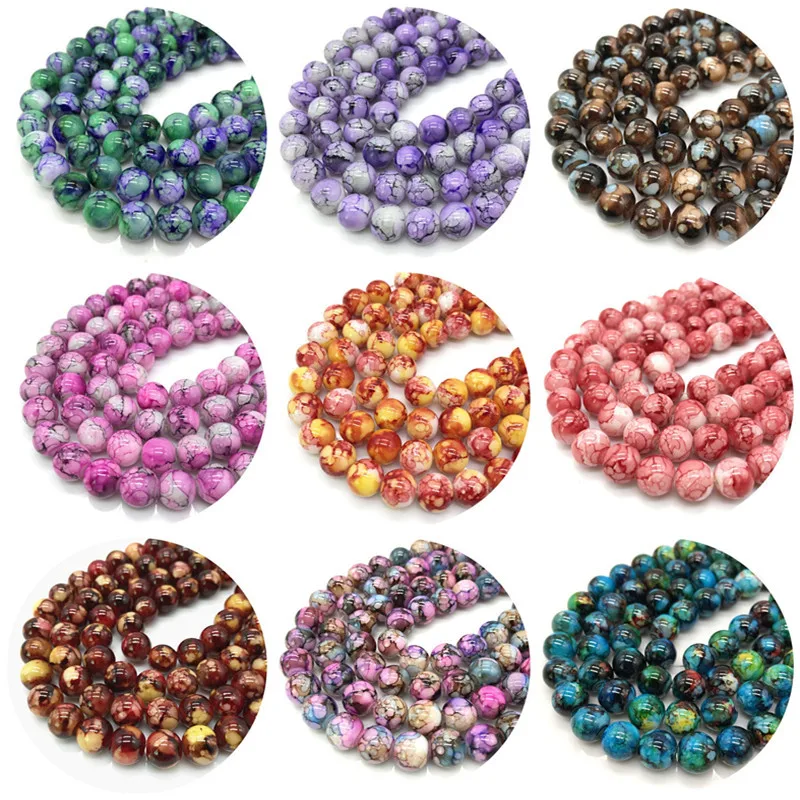 Стеклянные бусины с изысканным узором 6/8/10 мм|Бусины| |