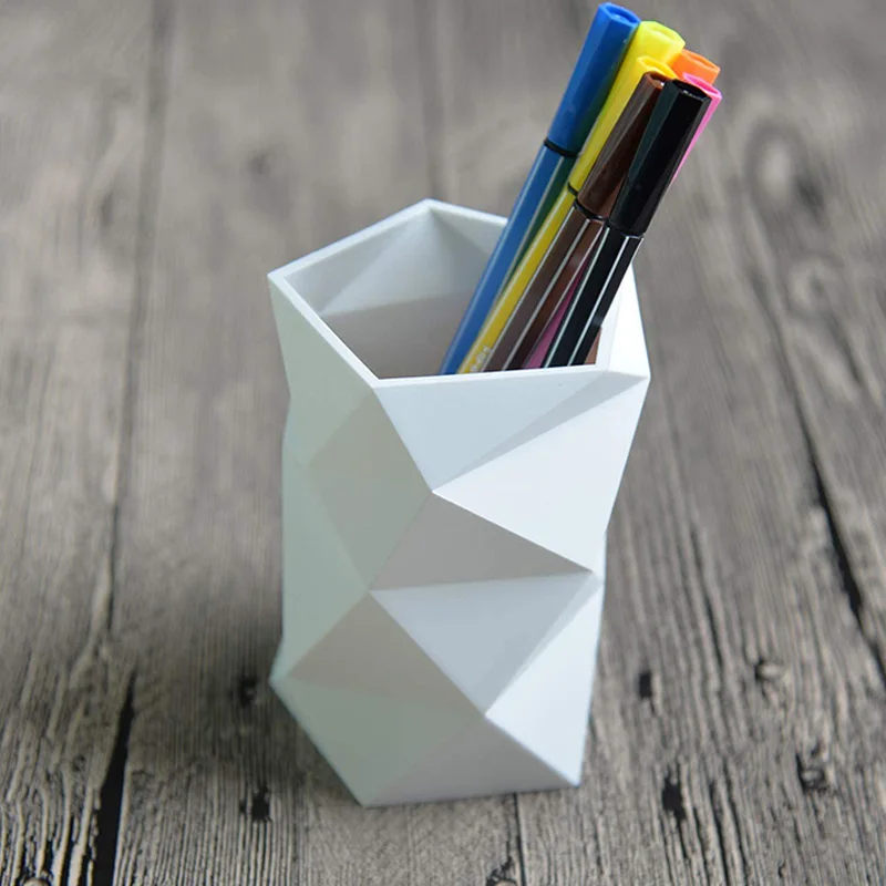

Creative Design Irregular Prismatic Silicone Pen and Pencil Holder , Stationery Storage Box (White)