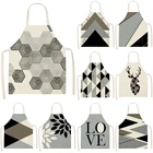 Черный и серый геометрический искусственный кухонный фартук, Женский мастер-фартук, Женский кухонный фартук, кухонный фартук, бариста