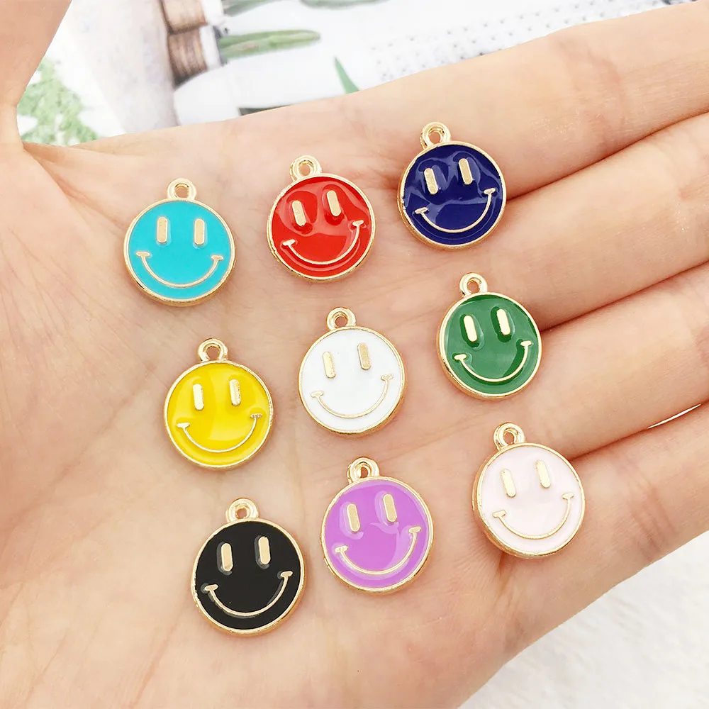 

10/20 шт эмалированные Серьги-смайлики, подвески разных цветов, аксессуары для браслетов, ожерелья, серьги, ювелирные изделия