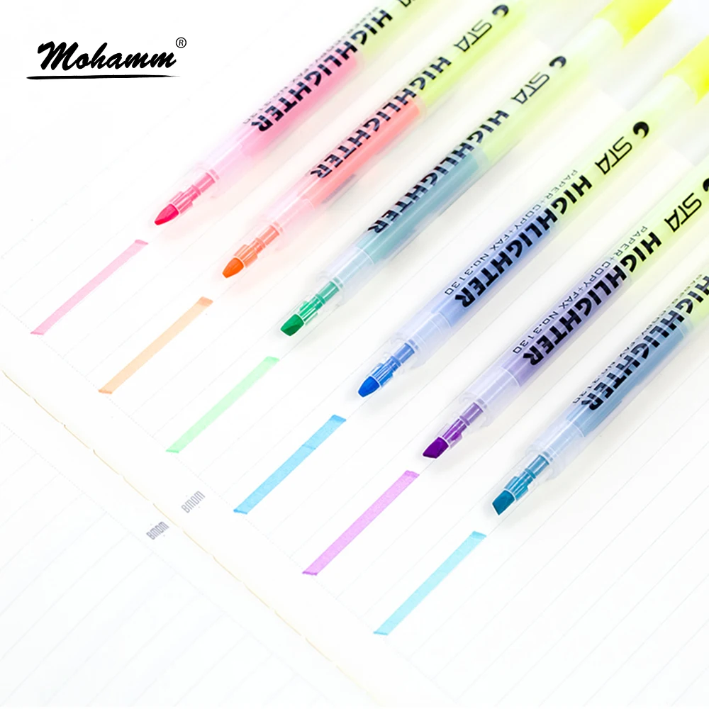 6 цветов Двойная голова хайлайтер ручка школьные офисные принадлежности