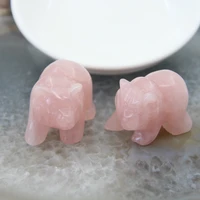1 5natural stone hand carved cute and beautiful rose quartz bear figurine healing pink crystal animal popular party home decor