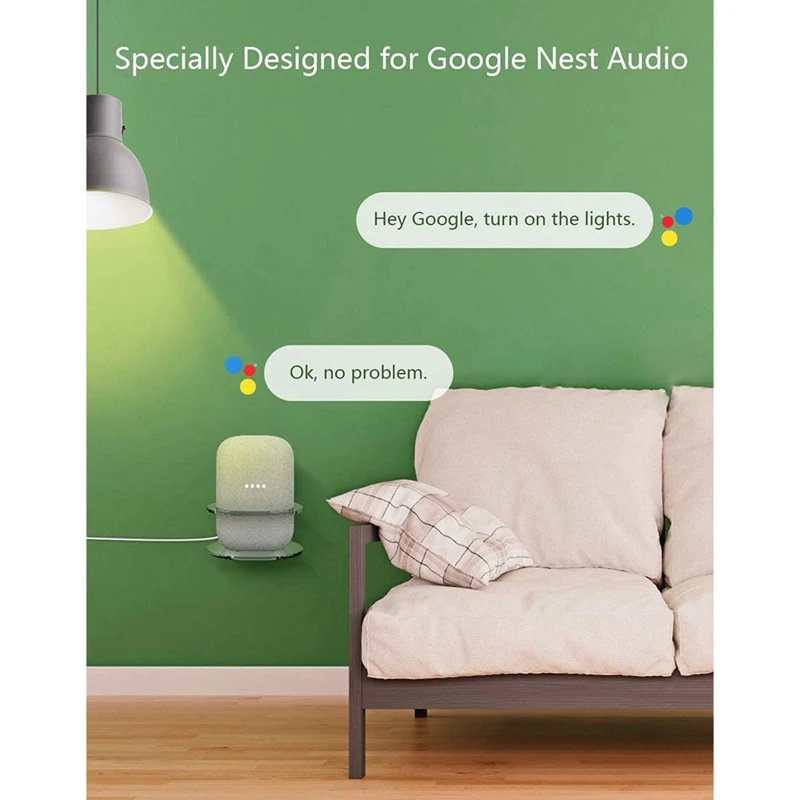 

2Pcs Wall Mount Holder for Google Nest Audio Voice Assistant Portable Audio Mount Stand in Bathroom Kitchen Bedroom