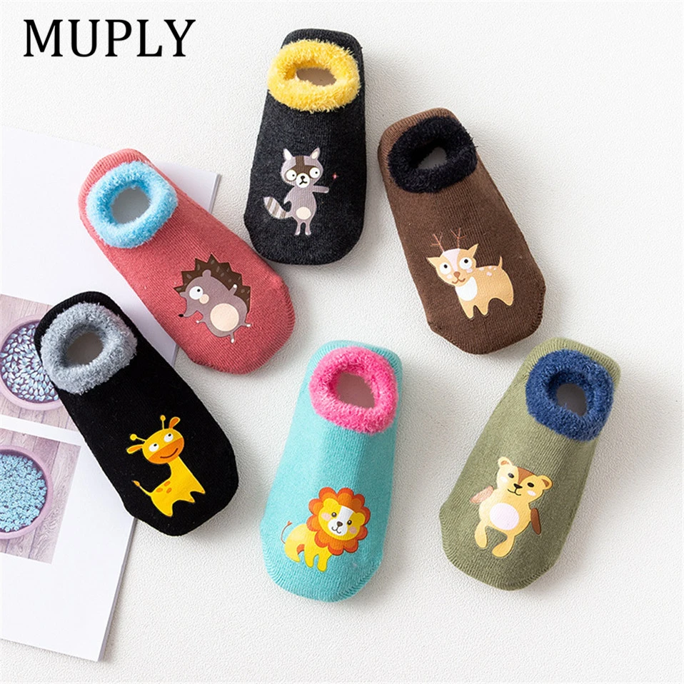 Хлопковые носки для маленьких мальчиков и девочек Резиновые Нескользящие