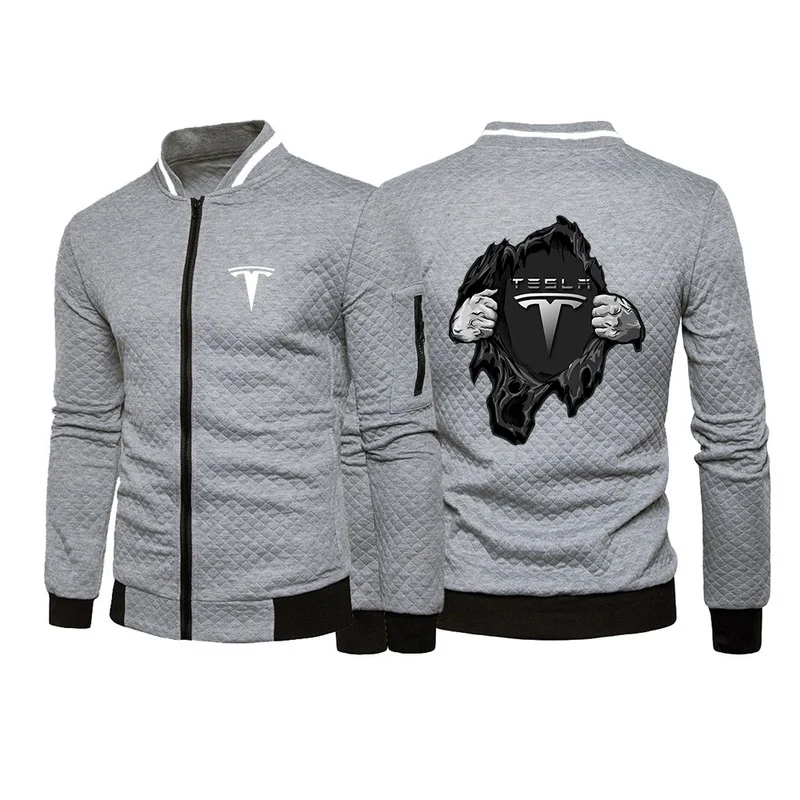 Толстовка мужская зимняя на молнии с надписью Tesla и логотипом автомобиля |