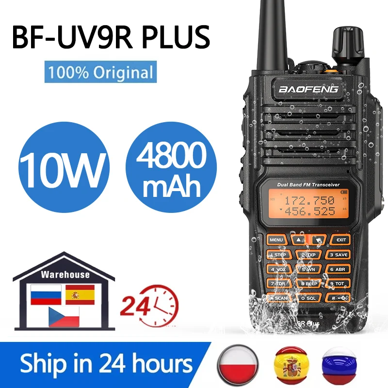 

Baofeng UV-9R Plus 10W IP68 Waterproof Dual Band 136-174/400-520MHz Ham Radio BF-UV9R Walkie Talkie 10KM Range UV 9R Plus