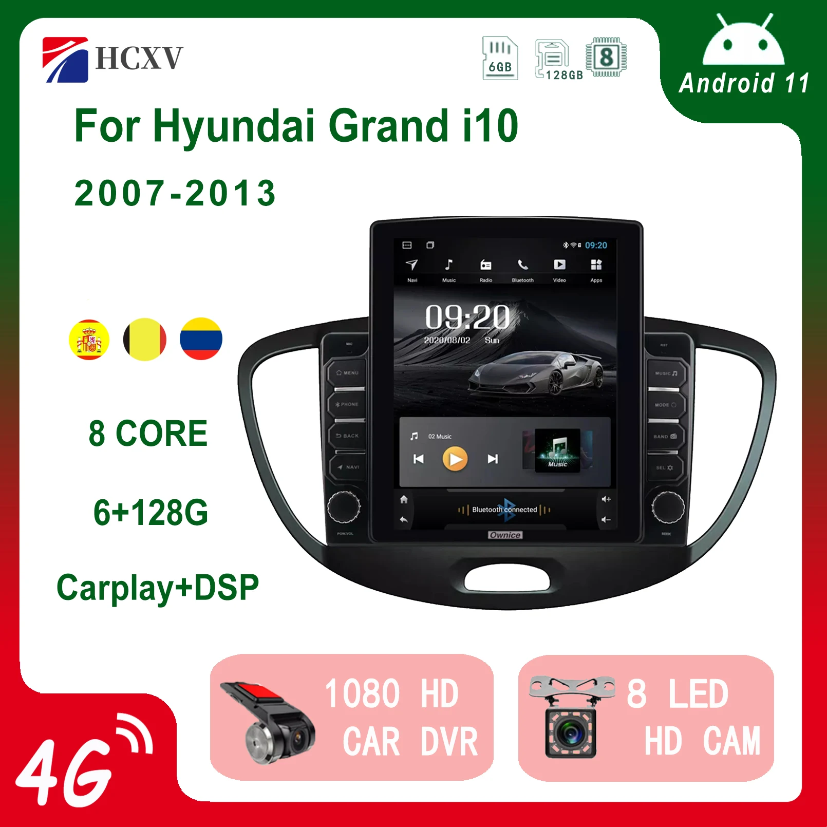 Автомобильный радиоприемник HCXV на Android для Hyundai Grand i10 9 7 дюйма автомобильный