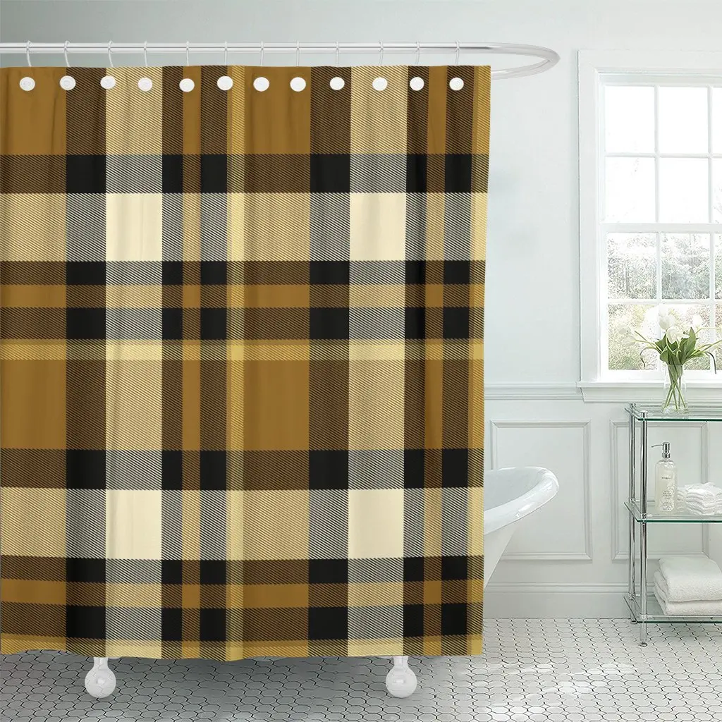 Коричневую клетку тартан Клетчатый узор шотландской Семья Highland килт Ванная