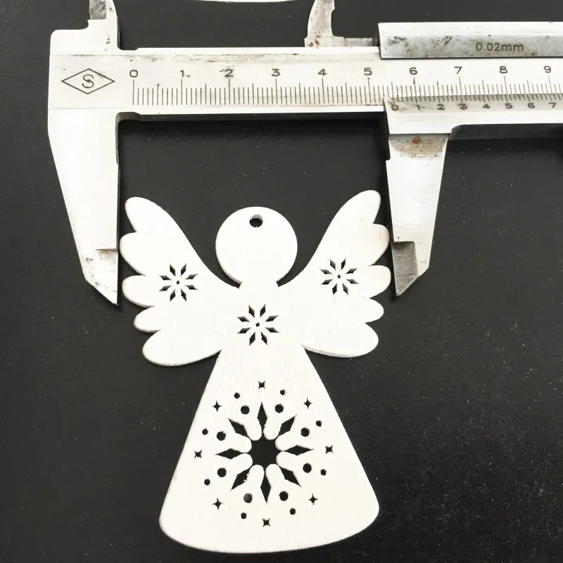 10ps-17-white-angle2 10 шт. Рождественская елка деревянные украшения Рождественские украшения для дома Navidad деревянные подвесные Подвески Noel Декор год подарки - Цвет: 10ps-17-white-angle2