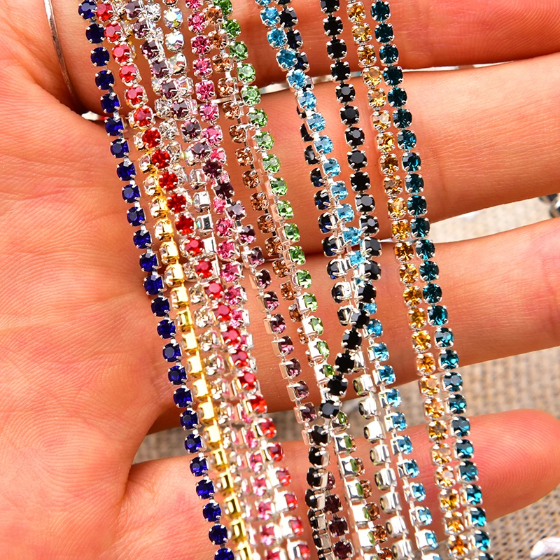 5 ярдов Ss6 2 мм Цвет Стразы цепочкой босоножки на высоком каблуке Blingbling плотный