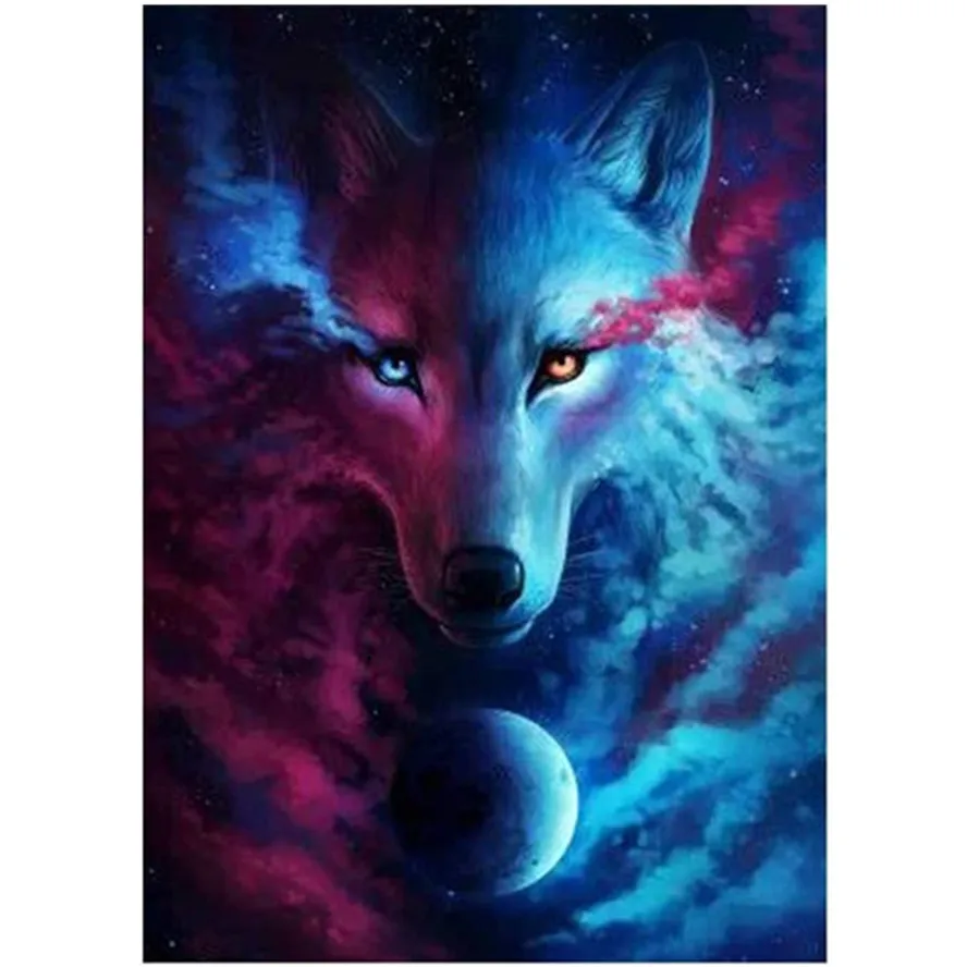 

Cool Masonry mosaic painting 5D diamond painting full of diamond animal wolf diy diamond embroidery decorative painting