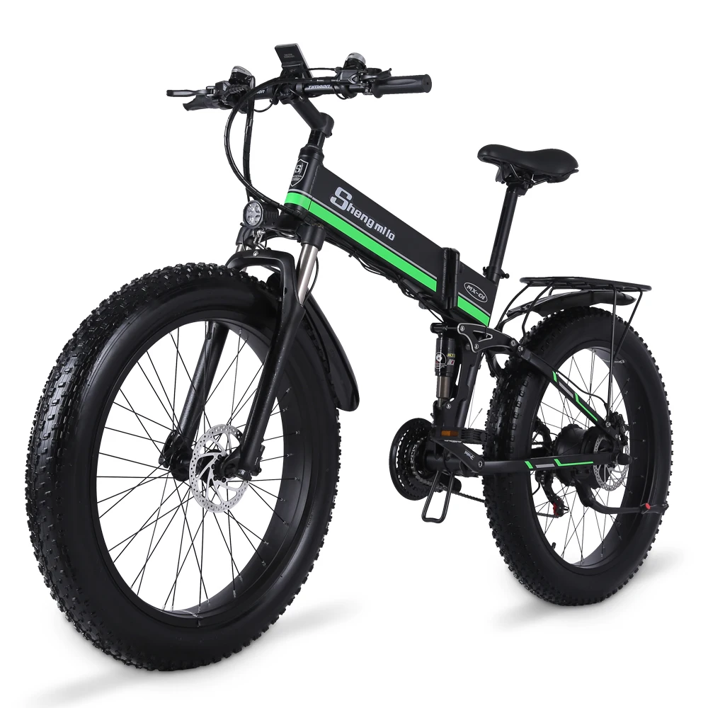 Online Elektrische Fahrrad 1000W Fett Reifen Elektrische Bike 48V Erwachsene Ebike Berg Radfahren Fahrrad 48V 12,8 AH Lithium-batterie Shengmilo