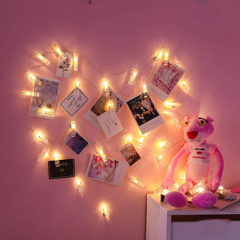 Мерцающий зажим для фото светодиодный гирлянда USB лампа на День святого