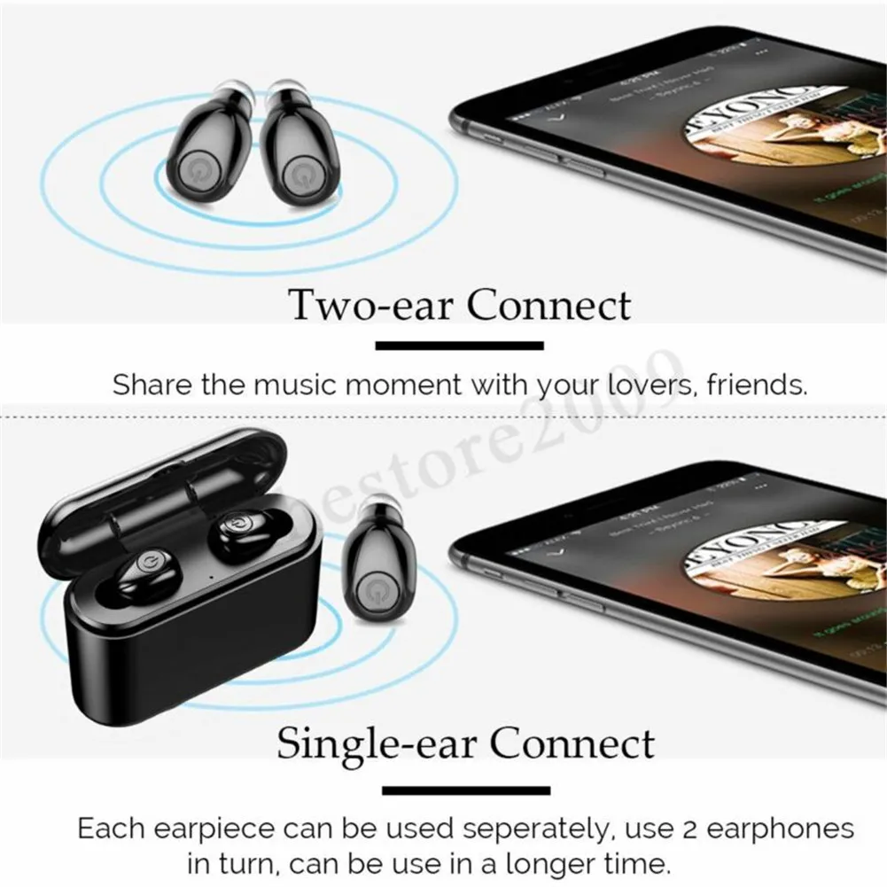 Bluetooth 5,0 наушники-вкладыши беспроводные TWS стереонаушники HiFi водонепроницаемые с зарядным устройством для телефона ПК ноутбука