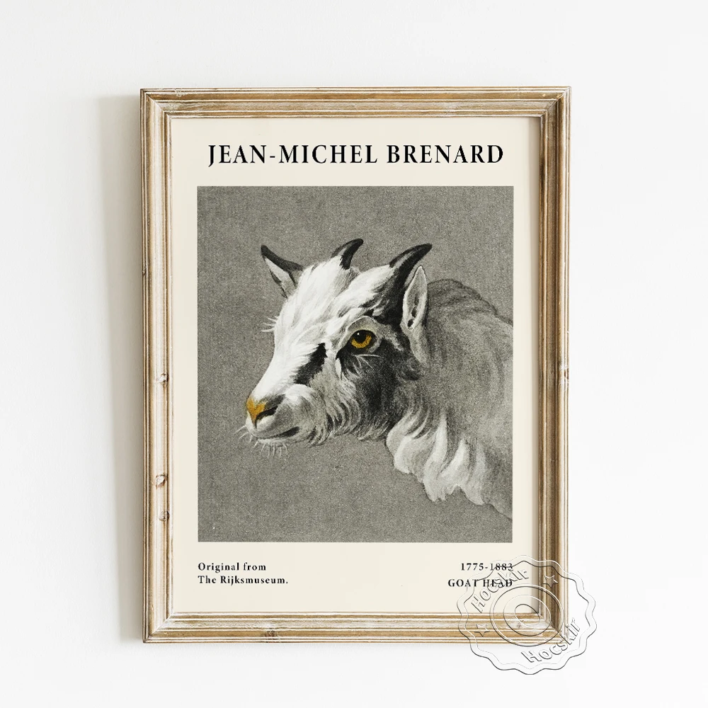 

Jean Bernard Exhibition Museum Art Prints Poster, Head Of A Goat Sketch Canvas Painting, Animal Portrait Wall Picture Home Decor