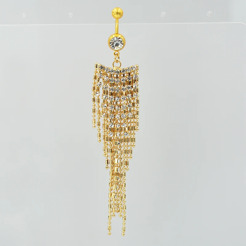 Fashionable stainless steel tassel belly button nail personality body piercing jewelry bell pendant gold color 2020 summer gift | Украшения