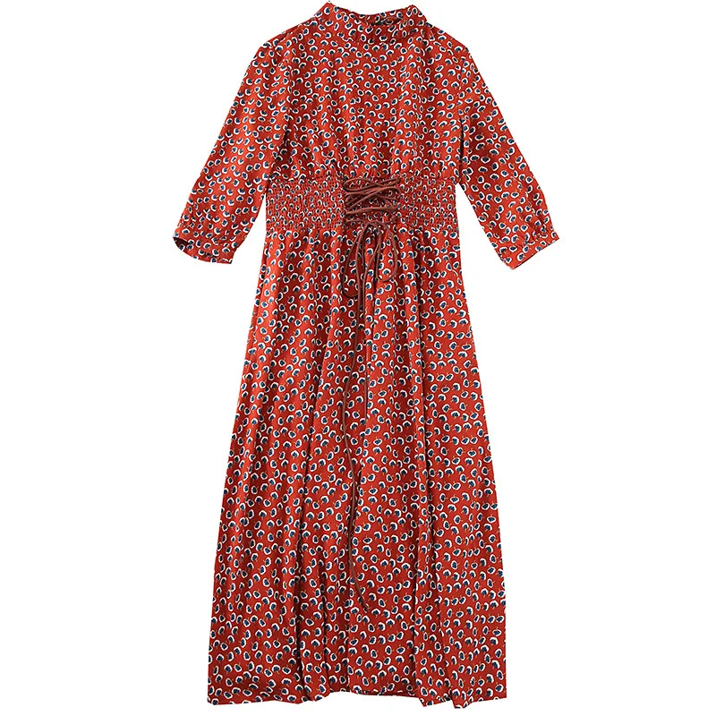 Spring Summer Dress Women Clothes 2020 Korean Vintage Printing Long Beach Women's Dresses Boho Bandage ZT2060 | Женская одежда