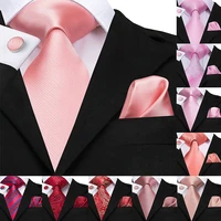 hit tie 2019 coral 8 5cm mens ties hanky cufflinks set large silk ties for men pink plaid coral luxury wedding party necktie
