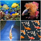Алмазная 5D картина сделай сам, наборы мозаики из смолы с рыбками, полная вышивка квадратными стразами, вышивка с животными, украшение для дома, круглые вышитые крестом подарки