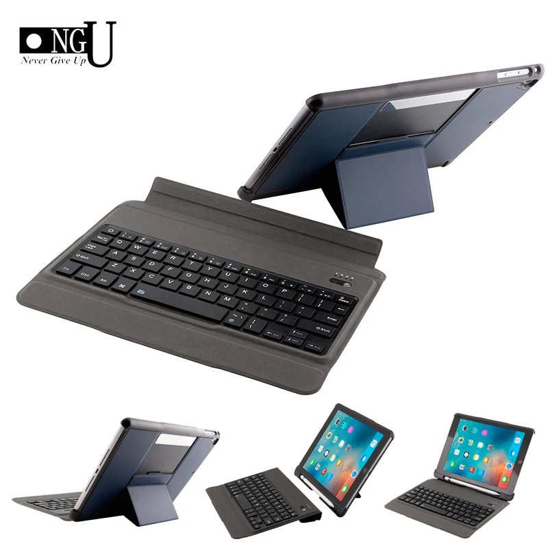 Ультратонкий чехол со съемной клавиатурой и держателем для карандашей кожаный