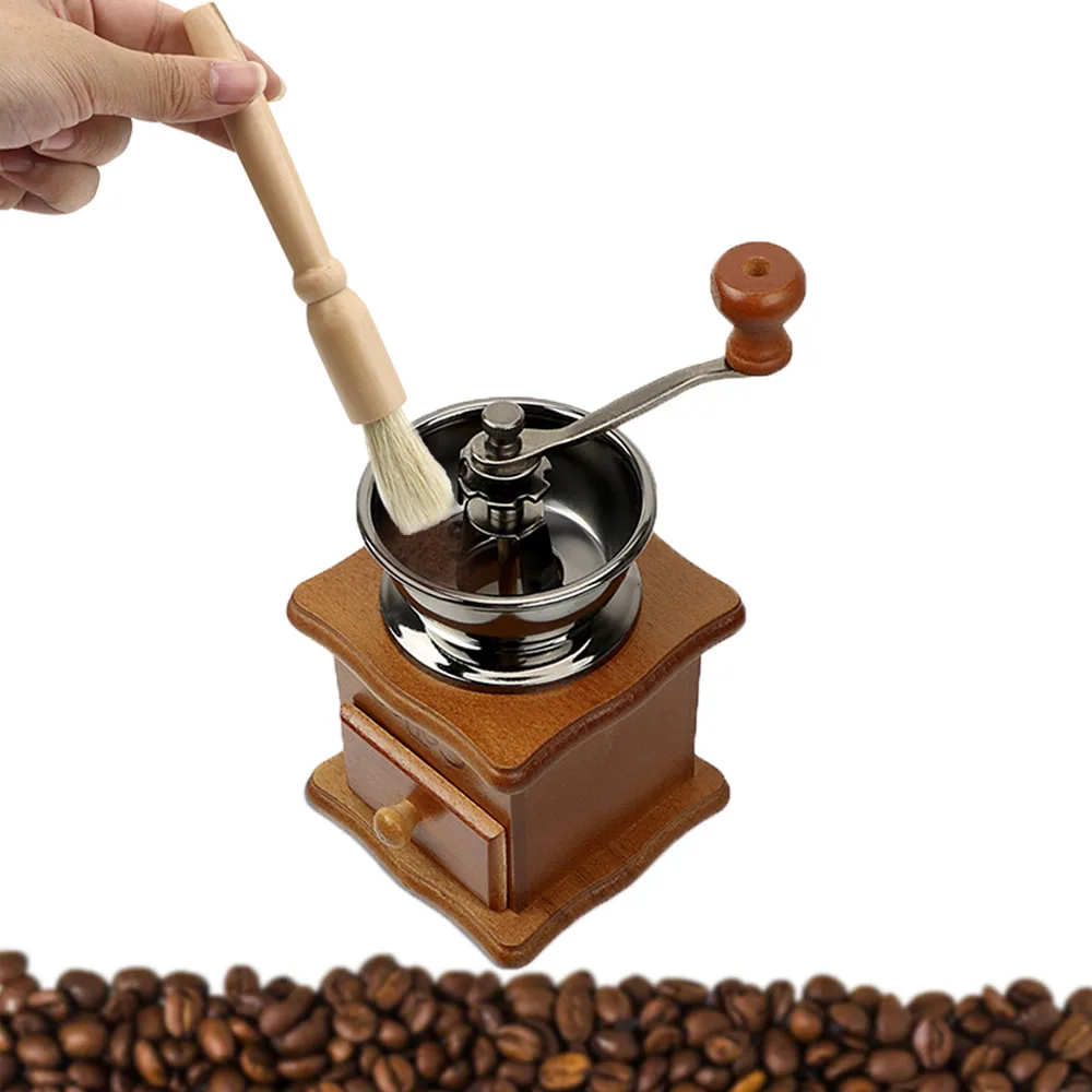

Wood Handle & Natural Bristles Coffee Machine Brush Coffee Grinder Brushes Kitchen Tools Machine Group Head Cleaning