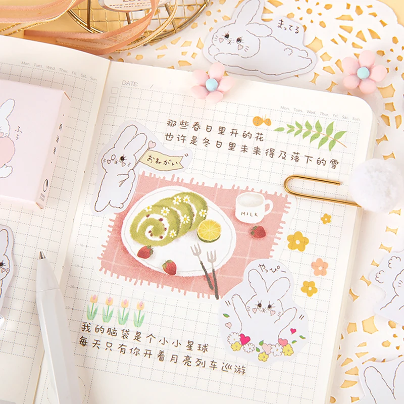 Мохамм 45 листов Kawaii мультфильм милый белый кролик Васи Маскировочная наклейка Скрапбукинг Девушка школьные принадлежности канцелярские принадлежности