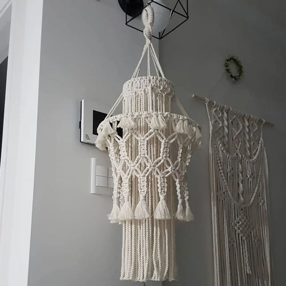

Bohemian Decor Macrame Tapestry Lampshade lamp chimney Hanging Wall Hand-woven Chandelier Room Coffee Restaurant Home Decoration