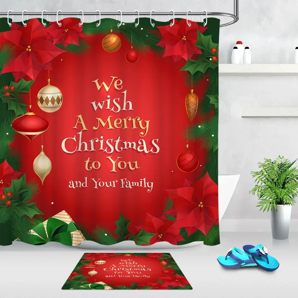 

Занавеска для душа с надписью «Merry Christmas»