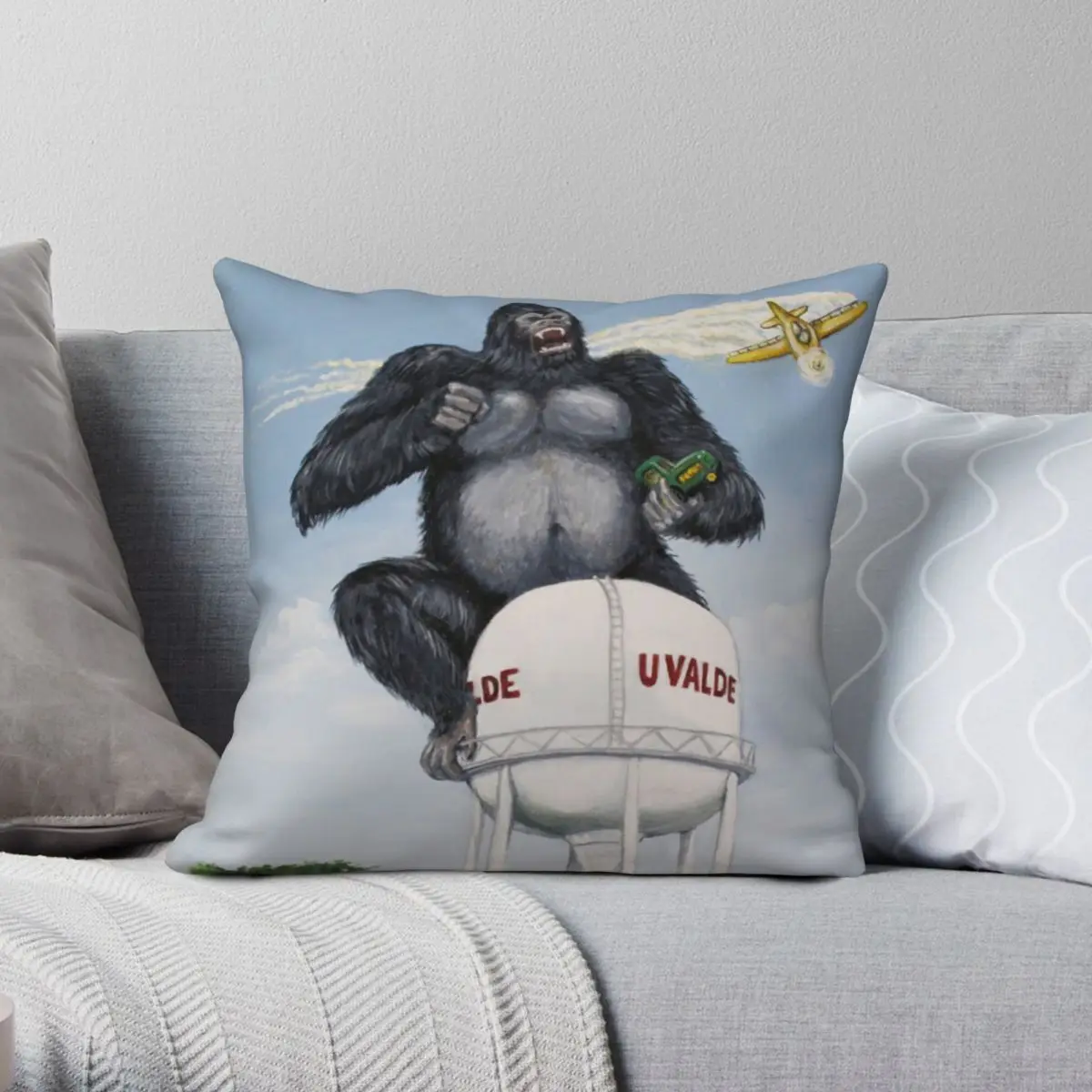 

Чехол Uvalde King Kong для подушки, полиэстеровый льняной бархатный чехол с принтом на молнии, декоративная подушка, чехол