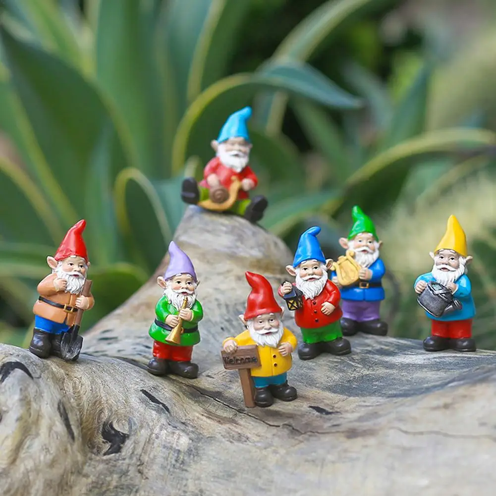 

7pcs Mini Gnome Dwarfs Funny Resin Statue Cute DIY Bonsai Decoration For Desk Outdoor Garden Sculpture Decor Dropshipping