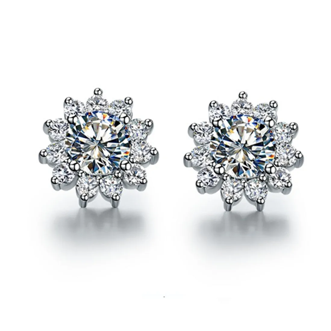 

Amazed Engagement Earrings Sunflower 0.5Ct/Piece Silver Earrings Diamond Women Stud Earrings White Gold Plated Jewelry