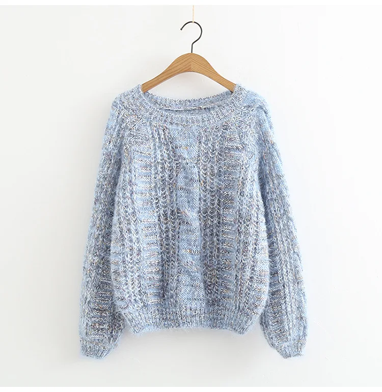 Women Autumn Winter Mohair Knitted Pullovers O Neck Long Sleeve Casual Sweater Tops Sueter Mujer Pull Femme 2018 | Женская одежда